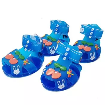 Сандалии для маленьких собак, обувь для собак, летняя обувь, нескользящие прозрачные сандалии с мягкой подошвой, резиновые сапоги, дышащие Size 1 розовый