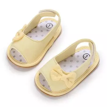 Сандалии для малышей до 2 лет. Летняя обувь для плавания. Нескользящие сандалии на мягкой подошве с украшением в виде банта. 11 жёлтый