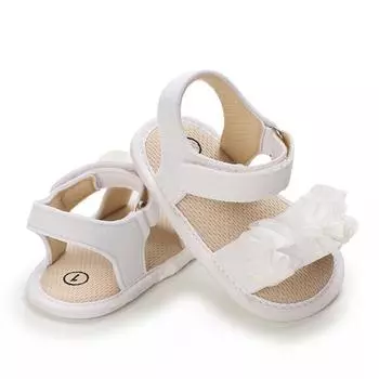 Сандалии для малышей до 2 лет. Обувь для кроватки на нескользящей мягкой подошве. Сандалии с открытым носком. 13 белый