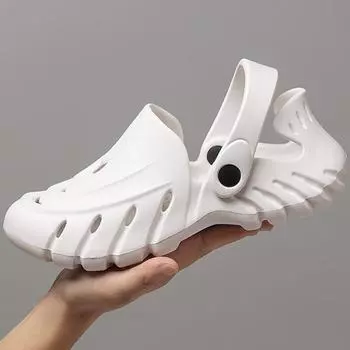 Сандалии для мужчин и женщин, повседневные тапочки для сада, пляжная обувь, дышащие полые легкие домашние тапочки, сандалии унисекс с отверстиями 36 чёрный