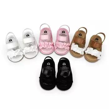 Сандалии для новорожденных девочек, обувь принцессы, милые сандалии для малышей, нескользящая обувь из искусственной кожи 3