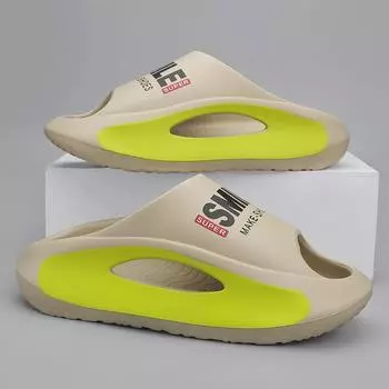 Сандалии для пар, домашние тапочки с буквенным принтом, нескользящие сандалии для женщин, пляжные тапочки из ЭВА для мужчин 40-41 белый