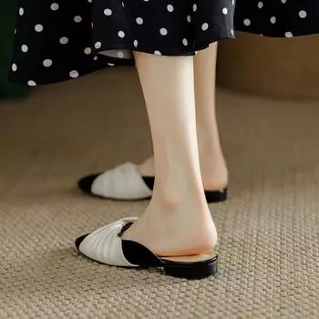 Сандалии для улицы с бантом для женщин Мюли Шлепанцы Оригинальная летняя обувь Женские тапочки Уникальный новый стиль Верхний дизайн 35