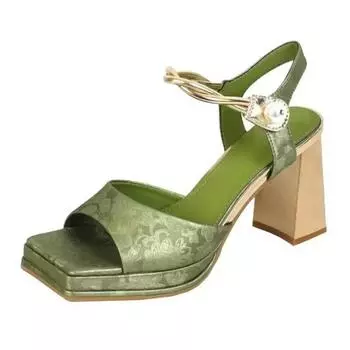 Сандалии для улицы женские 2024 тренд лето новые женские туфли модные высокие каблуки женские сандалии сандалии на платформе Zapatos De Mujer 35 золотой