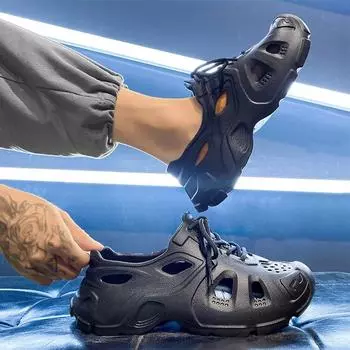 Сандалии для женщин и мужчин из ЭВА, мягкие полые тапочки для сада, дизайнерские тапочки с дырками, кроссовки для пляжа и воды, обувь для бега по пеноматериалу, мужские 36-37 хаки