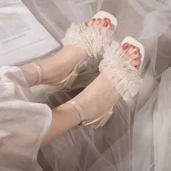 Сандалии для женщин, сексуальная обувь, блочный каблук, женская обувь на среднем каблуке, пряжки, толстые, массивные, лето 2024, распродажа для вечеринок и свадеб 35