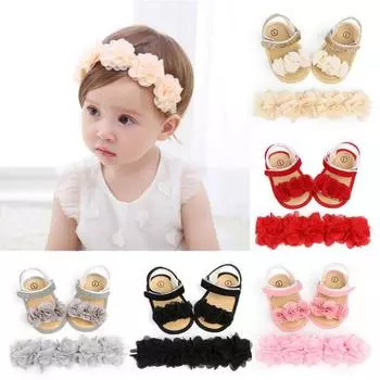 Сандалии DYS для маленьких девочек, однотонные розовые противоскользящие сандалии на мягкой подошве, обувь Prewalker с повязкой на голову 12 белый