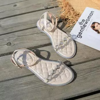 Сандалии Fairy Wind, женские новые летние верхняя одежда, сандалии, женские дышащие римские сандалии на плоской подошве, женская обувь большого размера 34 чёрный