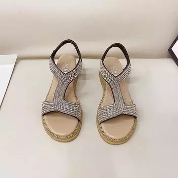 Сандалии Fairy, женская модная удобная римская пляжная обувь на танкетке в стиле ретро 35 бежевый