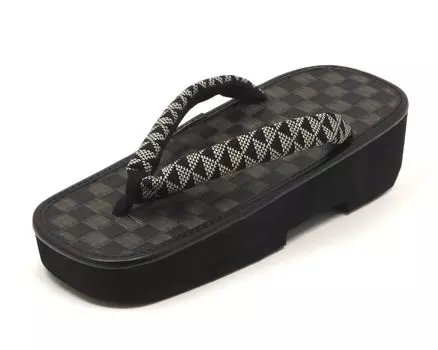Сандалии Gesetta Checkered Black Tatami с толстой подошвой и узором Scale, размер 8 см, 6 см, сделано в Японии [Shiki] Мужские
