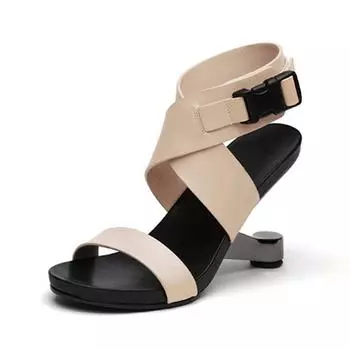 Сандалии-гладиаторы, женская обувь, пикантная обувь на металлическом странном каблуке, женские сандалии на высоком каблуке 34 чёрный