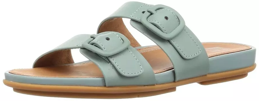Сандалии GRACIE LEATHER SSLIDES Cool Blue см [Fit Flop] РЕЗИНОВЫЕ ПРЯЖКИ С ДВУМЯ ПЕРЕКЛАДИНАМИ женские 22,0 см~22,5