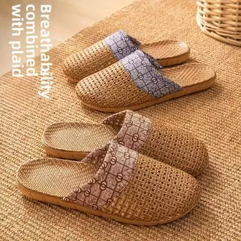 Сандалии и тапочки Four Seasons, хлопковые и льняные тапочки для гостиниц, женские, весна, осень и лето, домашние тапочки для пар из льна для дома 44-45