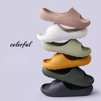 Сандалии и тапочки на воздушной подушке для мужчин и женщин, домашняя нескользящая обувь для ванной комнаты с толстой подошвой, уличные тапочки Mango Feces Sense 37 зелёный