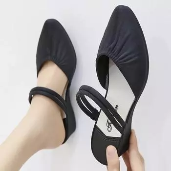 Сандалии и тапочки Two Wear. Женская летняя модная универсальная нескользящая пляжная обувь с острым носком на толстой подошве. 40 чёрный