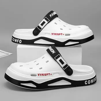 Сандалии из ЭВА, мужские летние дышащие новые легкие туфли с мягкой подошвой, мужские тапочки, пляжная обувь двойного назначения для песка 38-39 белый