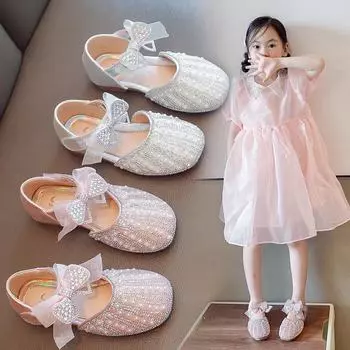 Сандалии из кожи принцессы для девочек, осень 2023 г. - Детская обувь Crystal Baby Size 24 розовый