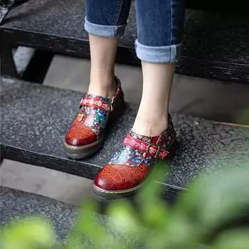 Сандалии из натуральной кожи на толстой подошве, женские шлепанцы на танкетке в стиле ретро, удобные уличные тапочки на платформе 36 красный