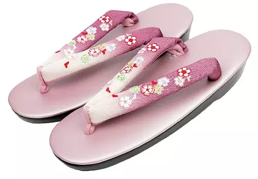 Сандалии из уретана с вышивкой в стиле кимоно, один размер подходит для обуви [Город Асакуса] ремешок, подошва, [выцветание], все, кимоно, кимоно,