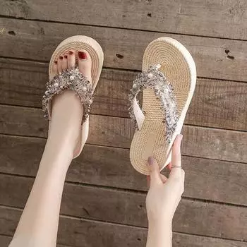 Сандалии Jewels Slides Crystals on Beach женские тапочки шлепанцы обувь для женщин Rhenstone новый стиль H сандалии обувь оптом 39 36-37