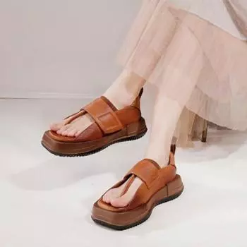 Сандалии Johnature в стиле ретро, повседневная удобная женская обувь из натуральной кожи с квадратным носком на мягкой подошве