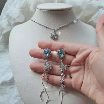 Сандалии-колье [Aimelbie] Diamond Drapes - Серебряный