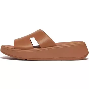 Сандалии КОЖАНЫЕ ШЛЕПАНЦЫ НА ПЛАТНОЙ ФОРМЕ Light Tan см [Fit Flop] F-MODE RAW-EDGE H-BAR женские 22.0