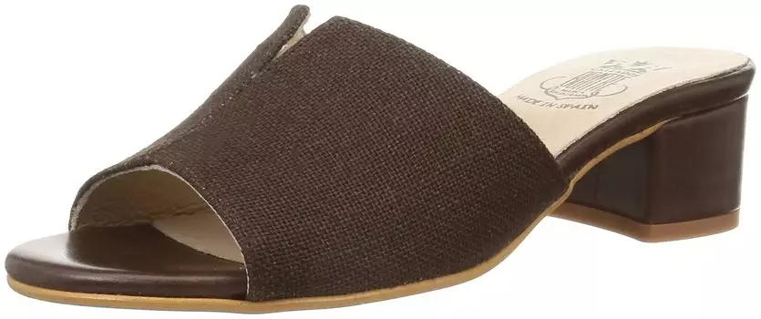 Сандалии льняные мюли на каблуке темно-коричневые см 2E [Bontre] женские 22,5 темно-коричневого