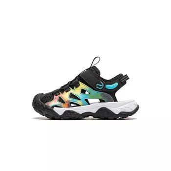Сандалии Li Ning Kids Trekking 2 простые повседневные нескользящие амортизирующие дышащие легкие детские сандалии черные синие YKKU004-1 25