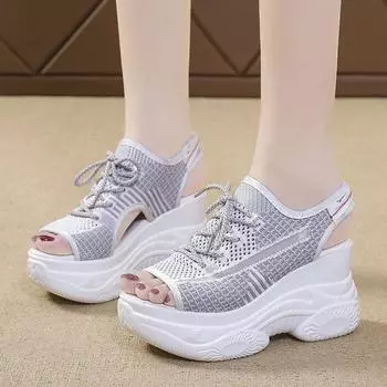 Сандалии-маффины на толстой подошве, женские, летние, популярные, новые, корейские, с круглым лицом, интернет-знаменитости, студенты, досуг, спорт, пляжная обувь, женская 35 белый