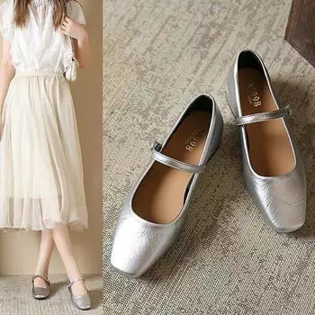 Сандалии Мэри Джейн Баотоу, женские летние полуботинки, уличные туфли, полутапочки на плоской подошве, большие размеры, женская обувь 41 A 43 35 серебряный