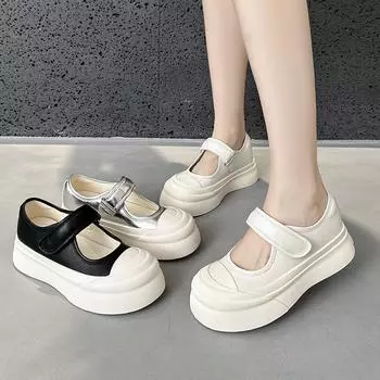 Сандалии Мэри Джейн с большой головкой и толстой подошвой, маленькие кожаные туфли 35 бежевый