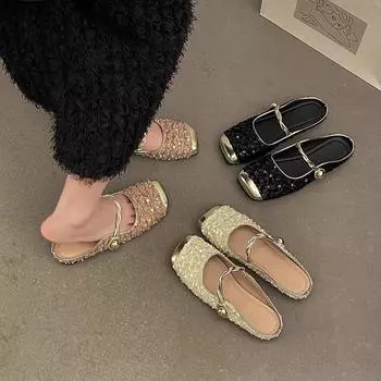 Сандалии Мэри Джейн. Женщины носят новые сандалии на плоской подошве летом 35 чёрный