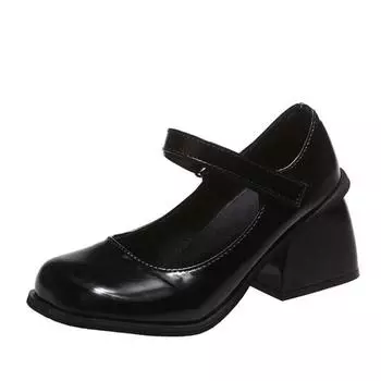 Сандалии Mary Janes Vintage Black, женские, с пряжкой, нескользящие, повседневные, средние каблуки, офисные, женские, элегантные, корейские, летние 35