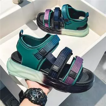 Сандалии, мужская пляжная обувь, удобная легкая повседневная обувь, уличная летняя обувь, большой размер 39–44 39 зелёный