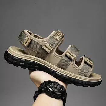 Сандалии мужские 2025 года, новая летняя верхняя одежда на толстой подошве, износостойкие, для подростков, легкие, не боящиеся наступить на дерьмо, повседневные, для прогулок по пляжу 39 хаки