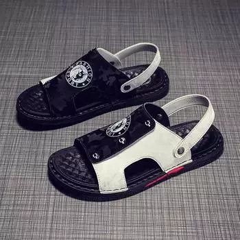 Сандалии мужские 2025 летняя новая мода универсальная одежда двойного назначения сандалии молодежная повседневная приморская пляжная обувь 39