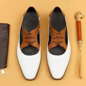Сандалии мужские кожаные полые летние британские модные деловые повседневные туфли с квадратной головкой и мягкой подошвой белые кожаные туфли 40