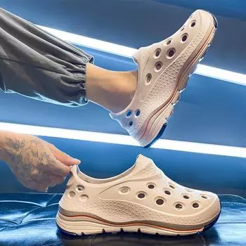 Сандалии мужские летние 2024 года, новая верхняя одежда, сумка для головы, вождение, спорт на открытом воздухе, нескользящие, пляжные, наступая на дерьмовые дыры, обувь 39