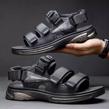 Сандалии мужские летние 2024 года, новые модные универсальные повседневные туфли для вождения на мягкой нескользящей подошве для пляжа 38
