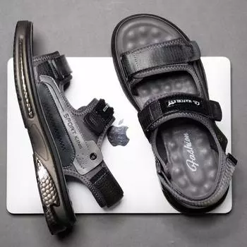 Сандалии мужские летние 2025 года, новые дышащие удобные спортивные повседневные пляжные туфли для подростков и студентов, модные сандалии 38