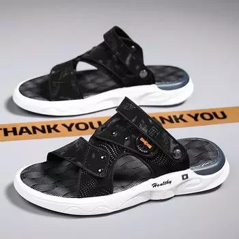 Сандалии мужские летние для вождения двойного назначения нескользящие вьетнамские сандалии для отдыха на открытом воздухе спортивные пляжные тапочки с мягкой подошвой 39 серый