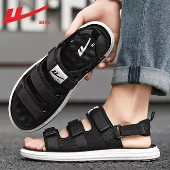 Сандалии мужские летние новые дизайн на липучке мягкая подошва повседневные мужские туфли носить пляжную обувь мужские крутые шлепанцы 39