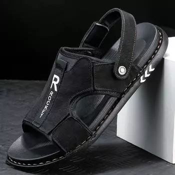 Сандалии мужские летние новые повседневные пляжные туфли из коровьей кожи первого слоя из натуральной кожи с мягкой подошвой, дышащие, нескользящие сандалии 38