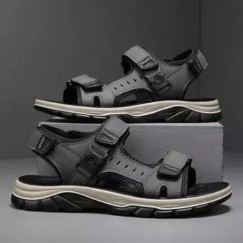 Сандалии мужские летние новые универсальные повседневные сандалии для вождения мужская обувь для отдыха на открытом воздухе нескользящая износостойкая спортивная пляжная обувь 39 чёрный