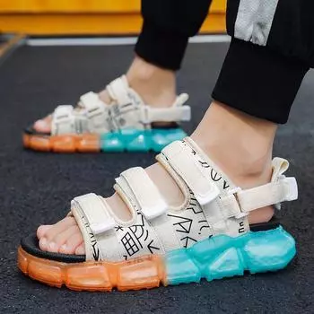 Сандалии мужские летние тапочки для вождения пляжная обувь повседневная мягкая подошва подошва из попкорна 39