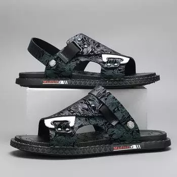 Сандалии мужские летние трендовые верхняя одежда мужские для вождения двойного назначения нескользящие износостойкие на мягкой подошве спортивные пляжные классные тапочки 39