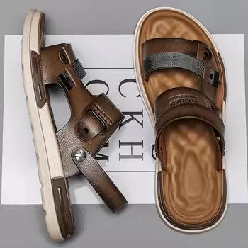 Сандалии мужские летние верхние сандалии для водителя двойного назначения нескользящие мужские тапочки для спорта и отдыха на открытом воздухе 39 чёрный