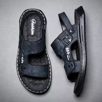 Сандалии мужские лето 2025 новая повседневная пляжная одежда для вождения двойного назначения нескользящие мягкие подошвы мужские сандалии сшитые 38