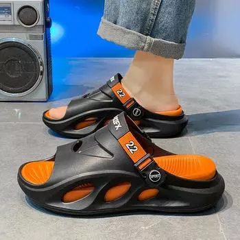 Сандалии мужские модели, легкие дышащие пляжные туфли для мужчин, повседневные тапочки для вождения с мягкой подошвой A Word Drag 40 чёрный